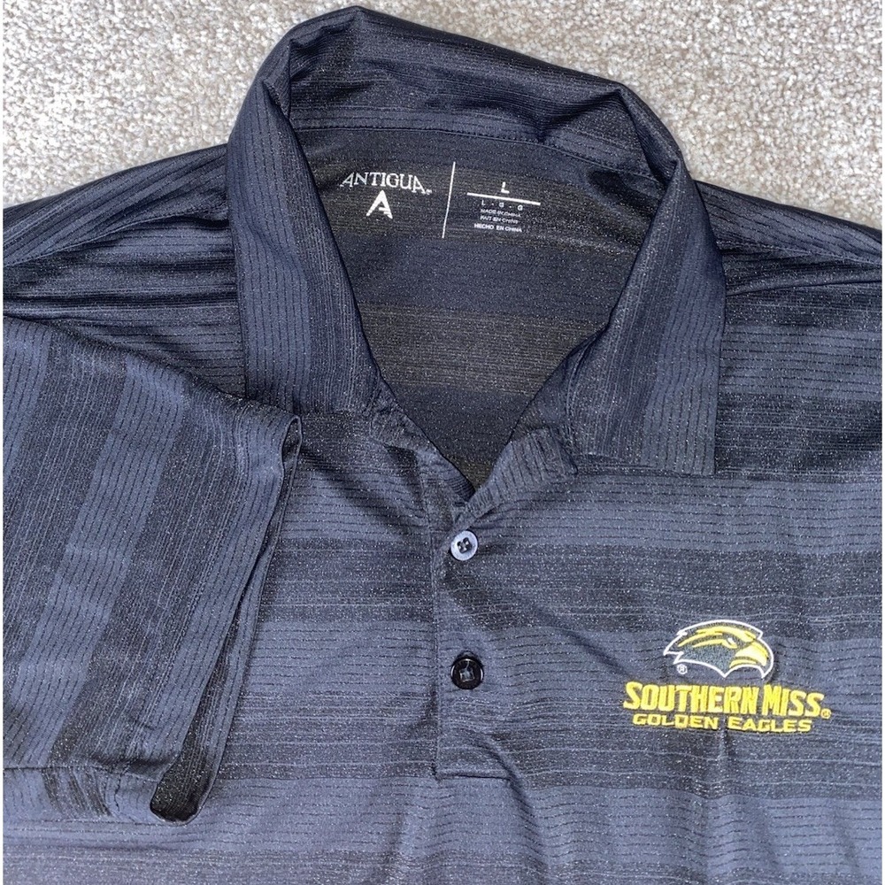 Antigua Southern Mississippi Golden Eagles Polo Mens Large Gray Performance NCAA